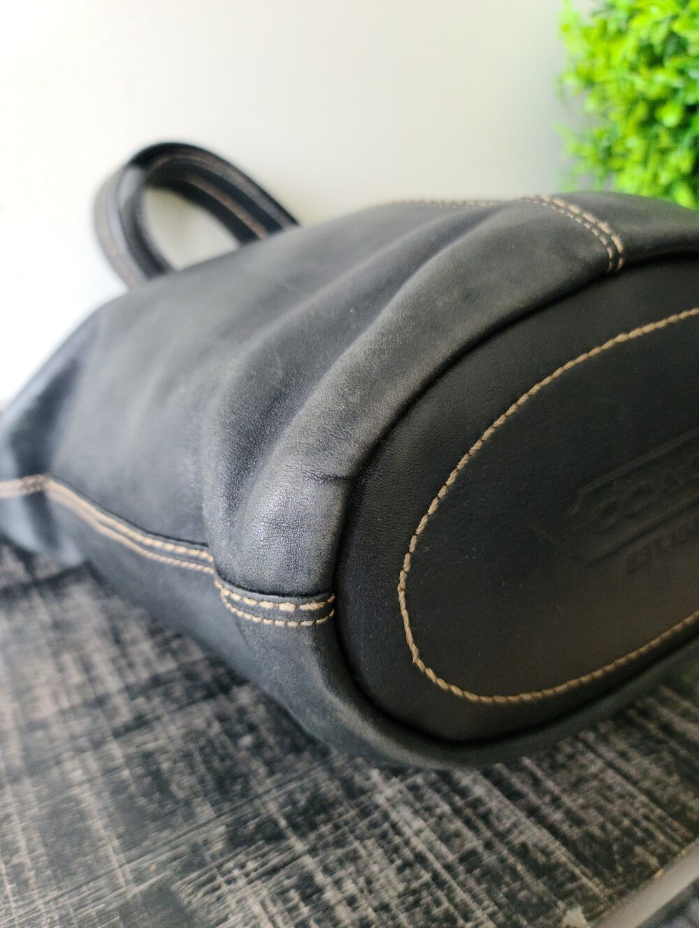 Coach Vintage Black Leather Bleecker Duffle Bucket Bag #F13353 - Picture 13 of 15